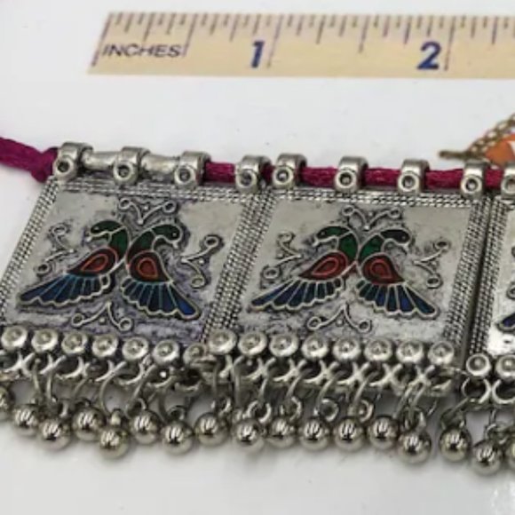 Antique Afghan Kuchi Choker Necklace, Afghan Tribal Choker Necklace, Multicolor - Picture 4 of 8